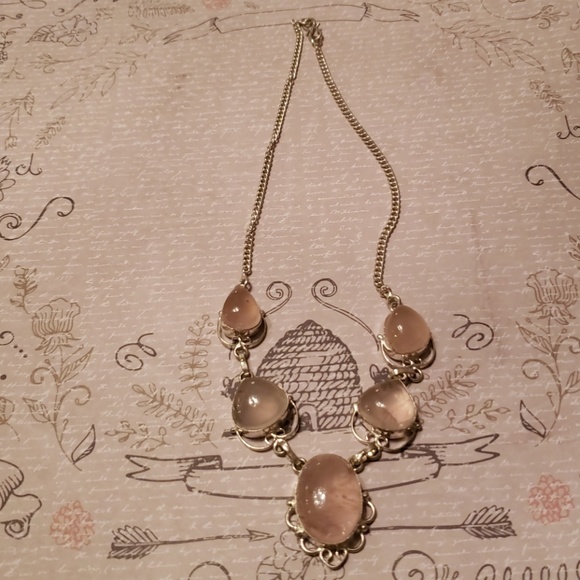 Silver hanging necklace with stones - Picture 2 of 3